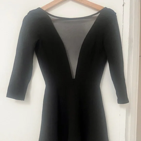 knee length dresses for ladies Mesh Panel Skater Dress – GlamourNaire main image 0